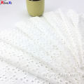 Diseño de color caqui 100% tela bordada de encaje de camisa de algodón